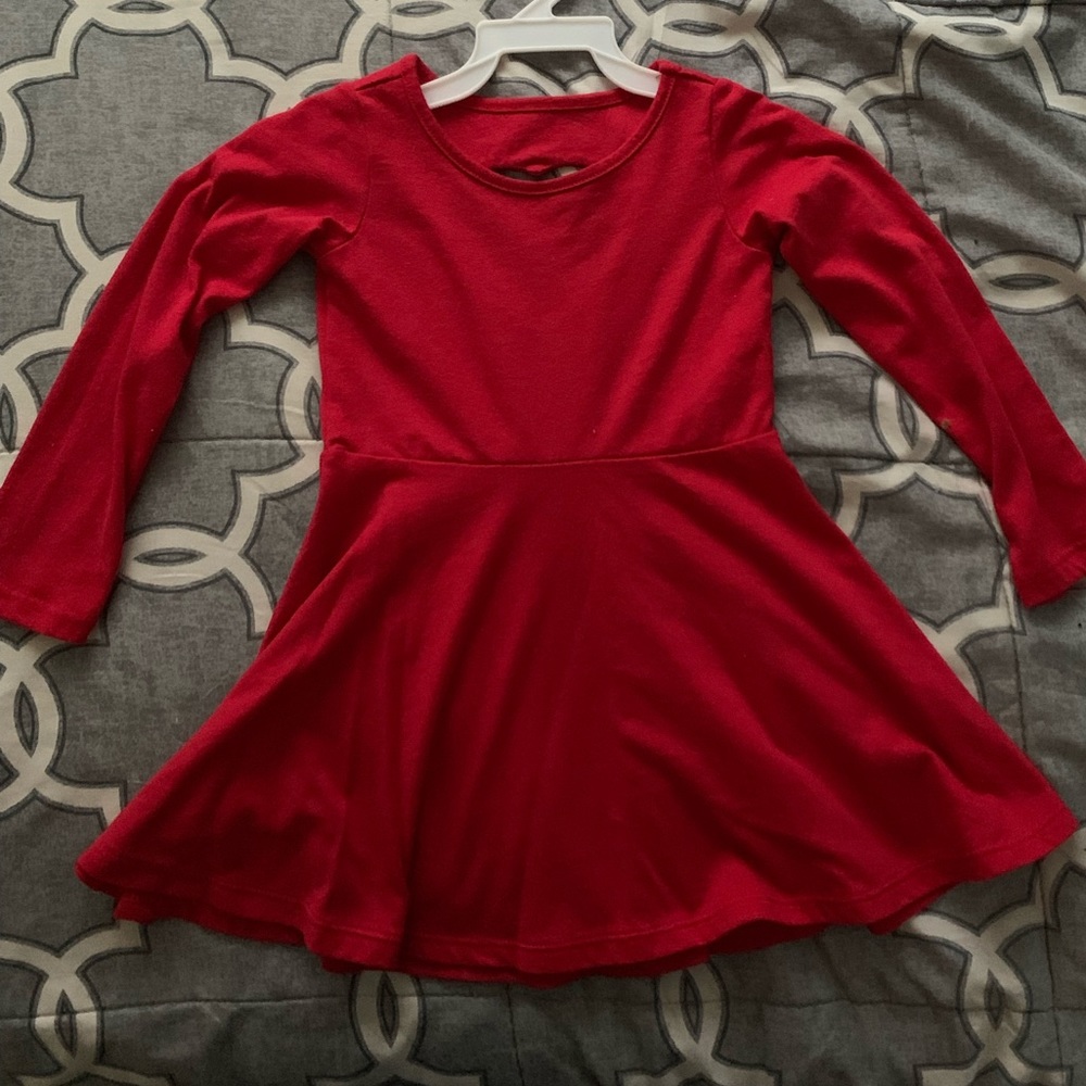 Toddler girl long sleeve red dress